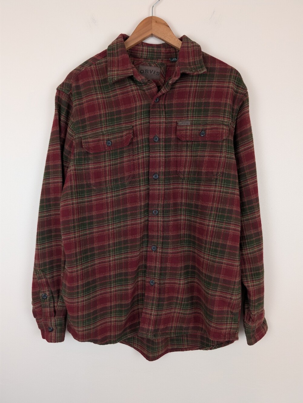 Orvis Big Bear Heavyweight Flannel Long Sleeve Shirt size Medium